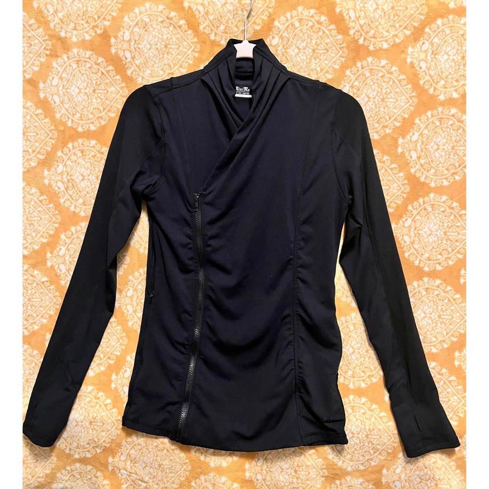 Miss Me Life Fit Motion Womens Small Black Asymmetrical Zip Thumbhole Jacket